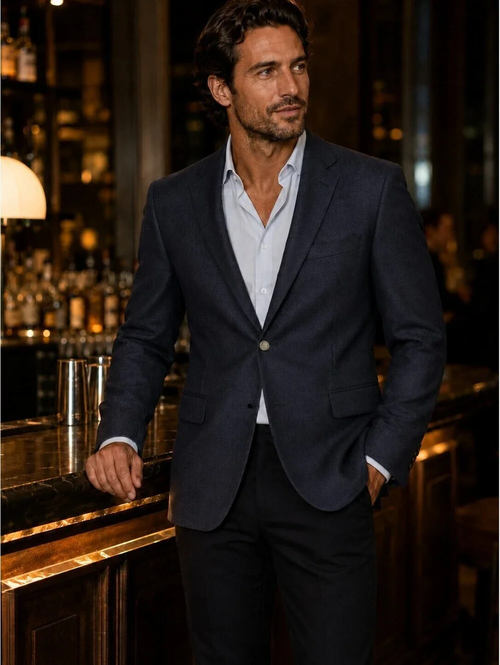 Joseph Abboud Heritage 46R Blazer REDA Super 110s Wool Navy Blue Sport Coat
